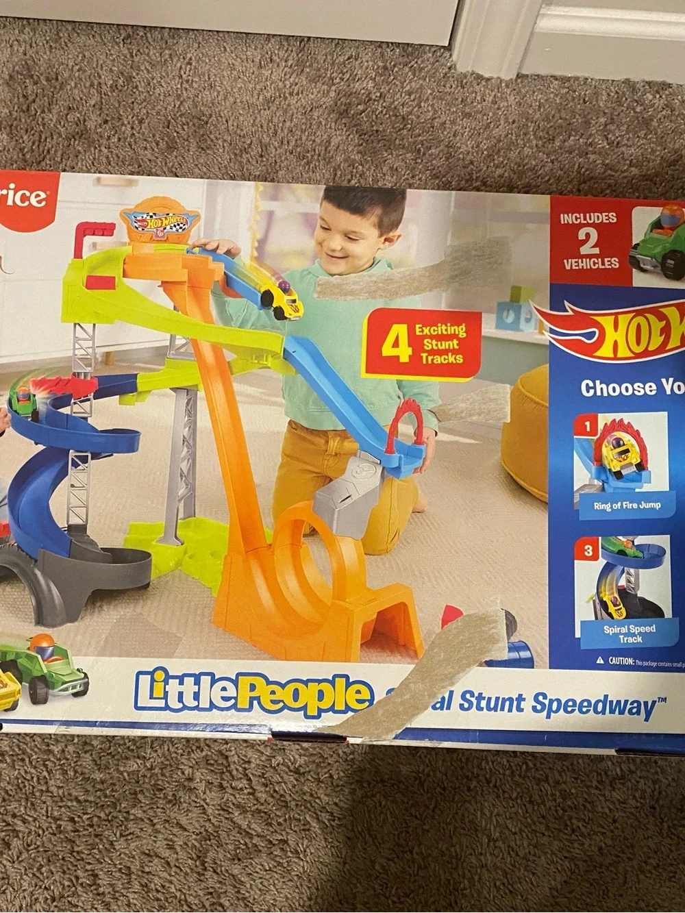 Fisher-Price Hotwheels Orange, Blue, Green Multi-Level Race Track Playset